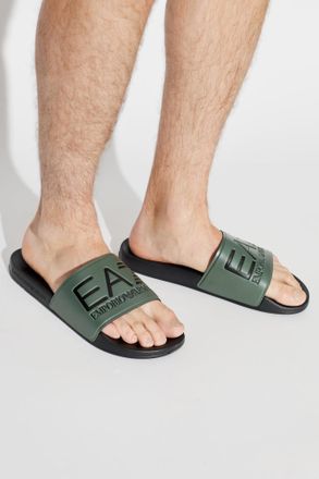 Emporio Armani Rubber Flip-flops With Logo, Mens, Green
