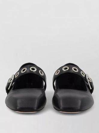 Aeyde uma mary jane shoe eyelet detail square toe