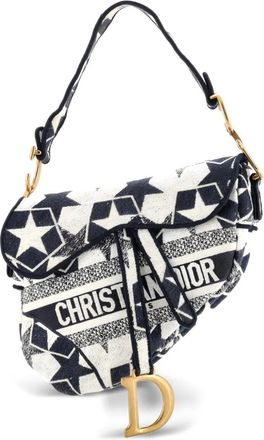 Dior Saddle Bag Logo Embroidered Canvas Medium shoulder bag - Zwart