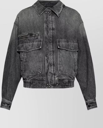 Versace silk nylon blend jacket pointed collar