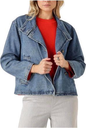 Object Object, Jassen, Dames, Blauw, S, Denim, Spijkerjas voor dames