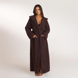 Lounge Fluffy gebreide badjas - Donker Chocoladekleurig - XL-XXL