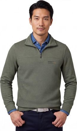 Casamoda Casa Moda trui groen effen half zip
