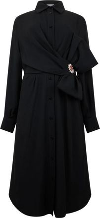Moschino Midi overhemdjurk - Dames - Shirt Kleedjes - Zwart - L - Kleedjes