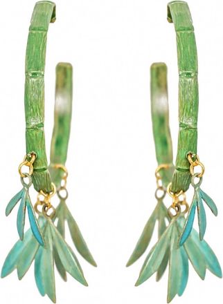 We Dream in Colour Womens Verdi Bamboo Hoops In Green Brass
