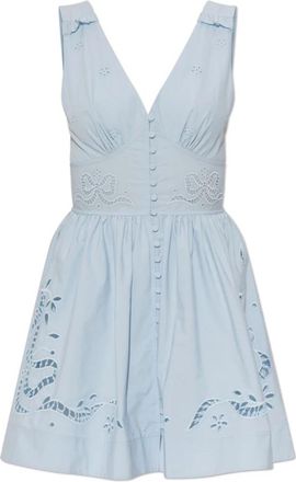 Self Portrait Abito Corto con Motivo A Traforo - - Dresses - Donna - Blu - M