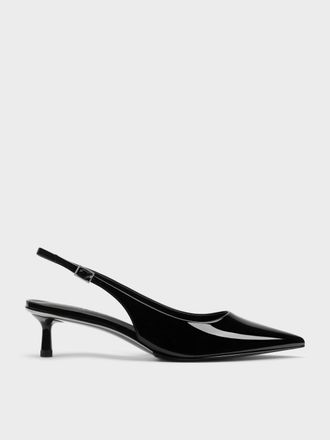 Charles & Keith Curtis Patent Slingback Kitten Heels