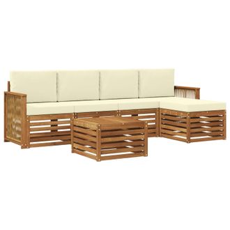 vidaXL Conjunto De Sof&aacute;s De Exterior Con Coj&iacute;n 6 Pcs Natural Y Crema Vidaxl