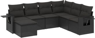 vidaXL Set De Comedor De Jard&iacute;n 7 Pzas Y Cojines Rat&aacute;n Sint&eacute;tico Negro Vidaxl