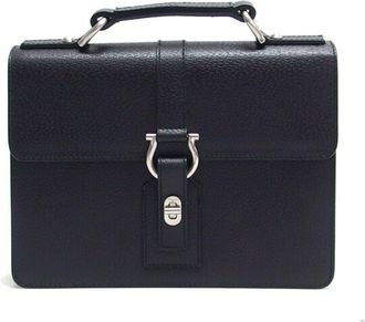 Ferragamo Gancini Black Leather Briefcase (Pre-Owned)