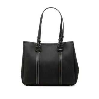 Ferragamo Black Canvas Leather Handbag Tote Bag (Pre-Owned)