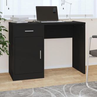 vidaXL Vidaxl - Escritorio Con Caj&oacute;n Y Armario Madera Negro 100x40x73 Cm