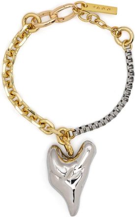 VANN heart-charms mixed-chains bracelet - women - Brass/Sterling Silver - One Size - Gold