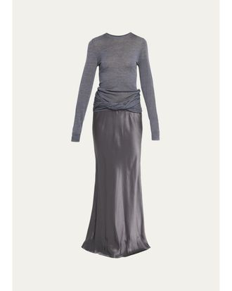 CHRISTOPHER ESBER Mixed-Media Meril Knit Monument Maxi Dress