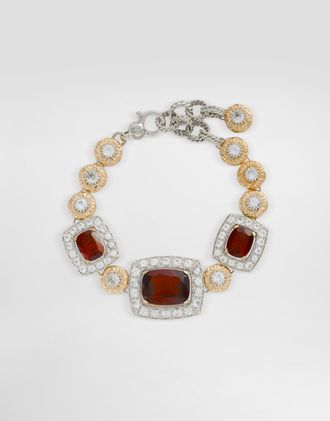 Dolce & Gabbana Eleganza Bracelet 18-carat White And Rose Gold, Garnets, And Sapphires - Woman Bracelets White Onesize
