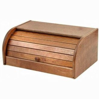 Trade Shop Trade Shop - Cestino Pane In Legno Con Serratura In Noce Scura Di Betulla Durevole 39x25xh17 Cm