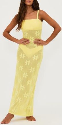 Beach Riot Conrad Sheer Cover-Up Maxi Dress in Butter Blo at Nordstrom Rack, Size X-Large