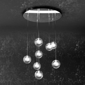 Top-Light Lampadario tp-willow 1098 g9 led 8 luci sospensione moderna sfere vetro trasparente interno