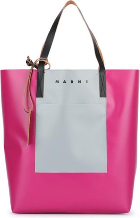 Marni Pink logo-print tote bag