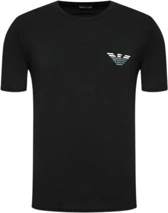 Emporio Armani Stretch Cotton T-Shirt - Logo Striped - Heren - T-shirts - Zwart - S - Katoen - Tops