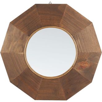 Beliani Beliani - Wall Hanging Mirror Home D&eacute;cor Poplar Wood Picture Frame &oslash; 60 cm Asem