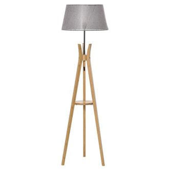 HOMCOM Tripod Floor Lamp with Shade 156cm - Wood & Grey - HOMCOM | TJ Hughes