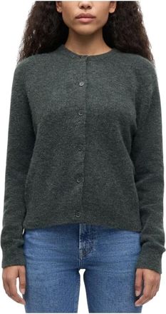Sams&oslash;e & Sams&oslash;e Nor Short Cardigan 7355 W - Dames - Vesten - Groen - M - Wol - Truien & Vesten