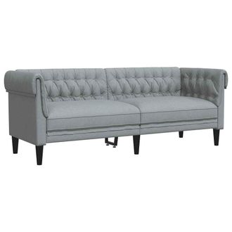 vidaXL Vidaxl - Sof&aacute; Chesterfield De 3 Plazas Tela Gris Claro