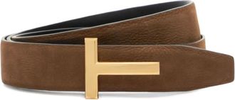 Tom Ford Cintura reversibile in pelle con fibbia a T - Marrone