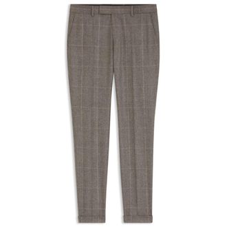 BOSS Checked slim-fit pants in Italian virgin wool