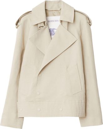 Burberry off-centre canvas trench jacket - women - Paper/Viscose/Viscose - 6 - Neutrals