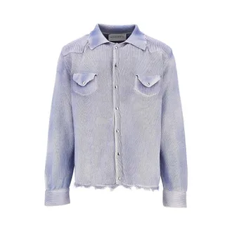 Amaranto Distressed-effect knitted overshirt Man L