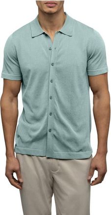 Cuts Riviera Cotton Blend Knit Camp Shirt in Stormy Sea at Nordstrom, Size Xx-Large