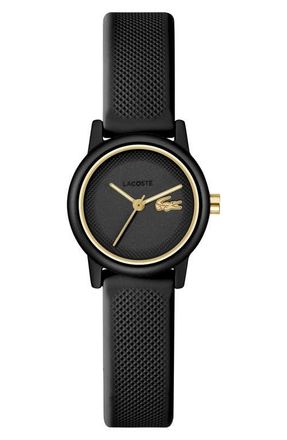 Lacoste L.12.12 Mini Swift Silicone Strap Watch, 24mm in Black at Nordstrom