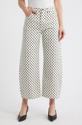 Frame Denim The Bow Crop Jeans in White Polka Dot at Nordstrom, Size 31