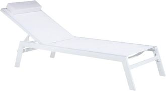 Beliani Beliani - Tumbona de jardín de textil blanco con marco de aluminio reposacabezas reclinable y ajustable con cojín Catania ii