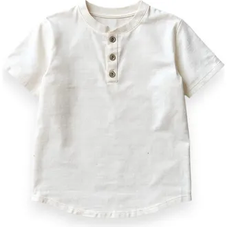 Miki Miette Pauli Short Sleeve Henley in Creme at Nordstrom, Size 12-18M