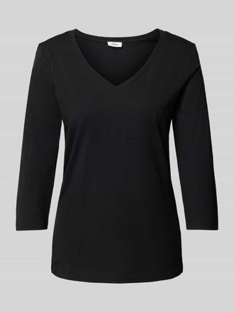 s.Oliver Red Label Regular Fit 3/4-Shirt aus Baumwoll-Mix-Jersey mit V-Ausschnitt in Black, Gr&ouml;&szlig;e 44