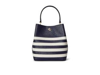 Lauren Ralph Lauren Two-tone Leather Small Reese Bucket Bag Shoulder Womens Handbags Refined Navy/Soft White