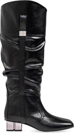 Ganni Slouchy Kniehoge Laarzen - Dames - Laarzen met Hak - Zwart - 40 EU - Katoen - Schoenen