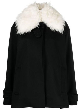 Stella McCartney Jas met kraag van imitatiebont - Zwart