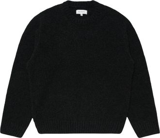 Edwin Dun Textured Sweater - Heren - Ronde hals truien - Zwart - L - Wol - Truien & Vesten