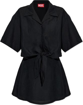 Diesel D-Stall Dress - Dames - Shirt Kleedjes - Zwart - S - Linnen - Kleedjes