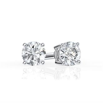 Grown Brilliance 1/4 Carat Round Lab Grown Diamond Stud Earrings in 14K White Gold, Push Back, F Color, VS Clarity, 4 Prong Setting