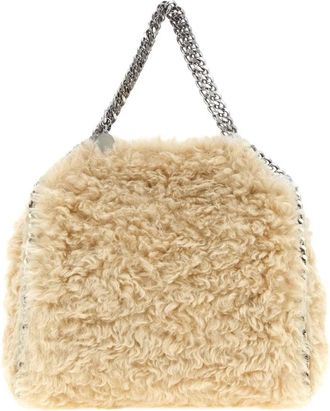Stella McCartney Schoudertas met ketting van imitatiebont - Dames - Tassen - Beige - Maat: ONE Size