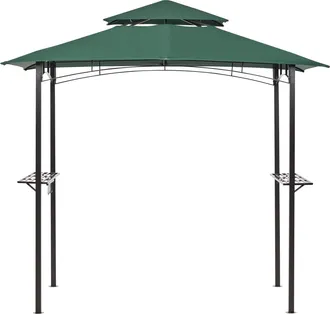 Beliani Beliani - Cenador De Metal Verde Oscuro Negro 240 Cm Pabell&oacute;n De Jard&iacute;n Gazebo Toldo Naro