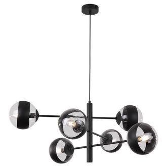 OEM L&aacute;mpara Colgante Toledo Negra 6 Pantallas Planas Negras E14