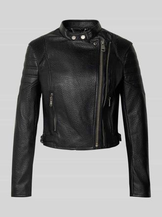 Guess Kunstlederjacke mit seitlichem Rei&szlig;verschluss Modell JEANNINE in Black, Gr&ouml;&szlig;e L