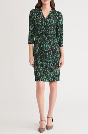 Kasper Metallic Faux Wrap Dress in Black/green Multi at Nordstrom, Size Medium