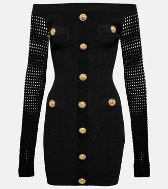 Balmain Off-shoulder knit minidress